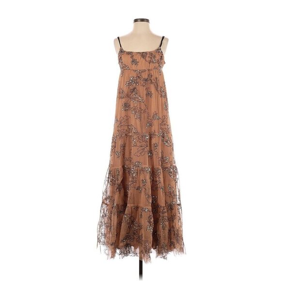 NWT by Anthropologie Petite Sequined Tulle Maeve Maxi in Neutral Tank Dress MP - Picture 6 of 7